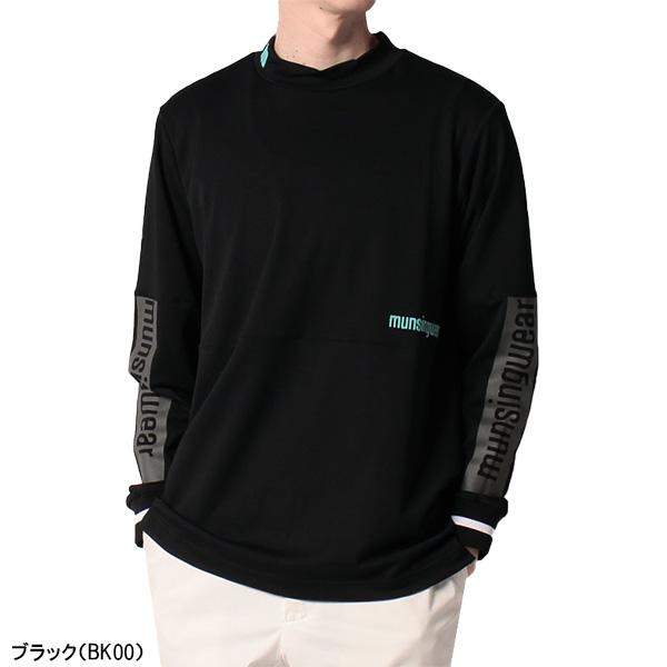 マンシングウェア 長袖 モックネックシャツ 吸汗速乾袖ロゴプリント  
