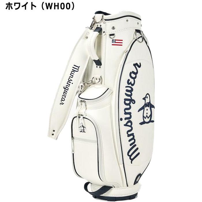 Munsingwear ゴルフバッグ ホワイト Munsingwear マンシングウェア ゴルフ 8.5型 大口径 キャディ