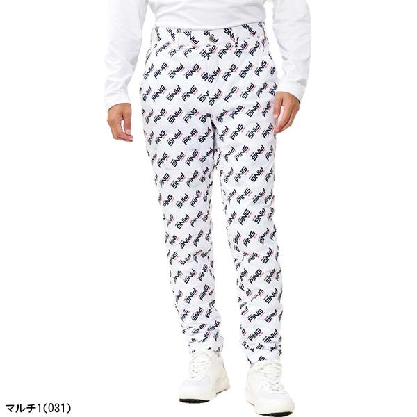 新品 ピン ゴルフ ストレッチ 中綿 パンツ 総柄ロゴ ゴルフウエア M PING ピン アパレル ロングパンツ 接結 中綿パンツ メンズ 621