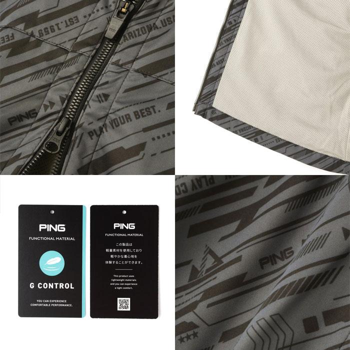 新品ピン ゴルフ 総柄プリント バリアンテック ブルゾン 定価26400円 LL PING ピン ゴルフウェア 長袖ウインドブレーカー 秋 冬 23FW