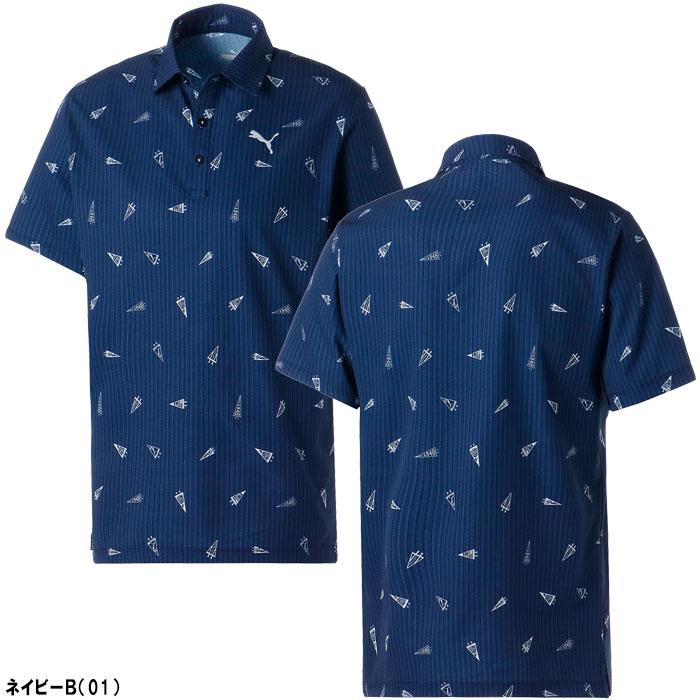 PUMA（プーマ） ゴルフ ゴルフ フラッグプリント シアサッカー 半袖