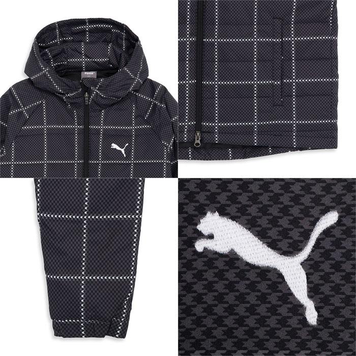 PUMA プーマ ゴルフ ニット ジップ ジャケット ライダース チェック L サイズ：L PUMA GOLF プーマゴルフ ニットセーター チェック柄 グレー