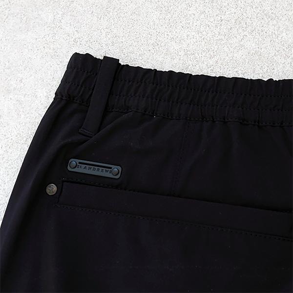 極美品✨ St ANDREWS 撥水 ストレッチ ロングパンツ 黒　M St ANDREWS セント・アンドリュース ロングパンツ ロゴ刺繍 メランジ調