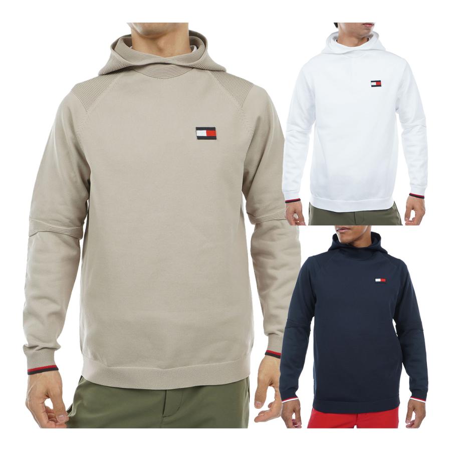 美品 トミーヒルフィガーゴルフ 長袖ゴルフパーカー ダンボールニット 白 LL TOMMY HILFIGER（トミー・ヒルフィガー） トミー ヒルフィガー ゴルフ