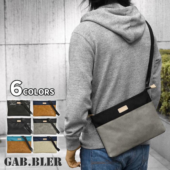 ショルダーバッグ メンズ 斜めがけ ミニショルダーバッグ Gab Bler ギャブラー ポリキャンバス フェイクレザー バイカラー サコッシュバッグ Gb025 ブランド 新品 送料無料