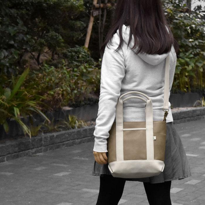 【 】ロゴ ミニトート 2WAY クロスボディ 男女兼用 トートバッグ メンズ おしゃれ 小さめ フェイクレザー 2way