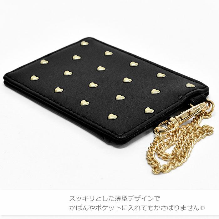ハート ハート形 ハート型 スタッズ パスケース レディース 定期入れ