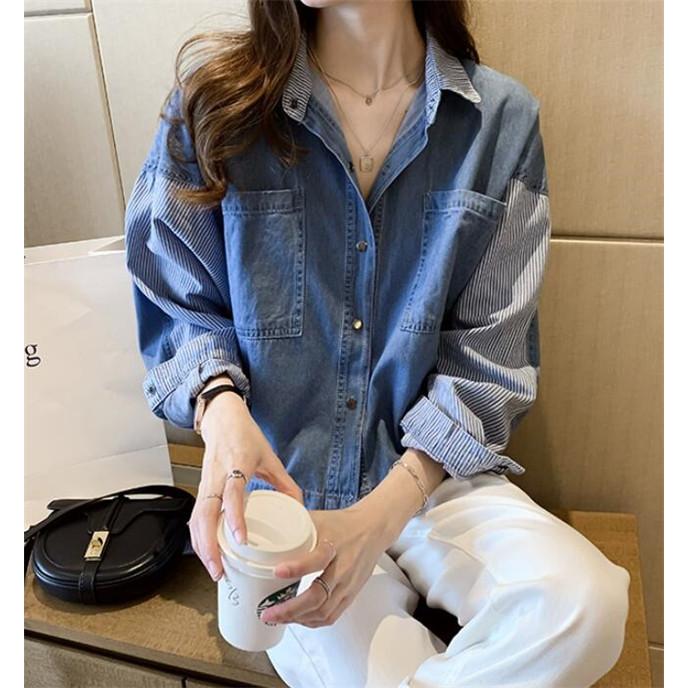 デニムシャツ レディース 切り替え シャツ ジャケット 長袖 着痩せ トップス カジュアル 春 夏 代 30代 40代 50代 60代 Deux2694 Deux 通販 Yahoo ショッピング