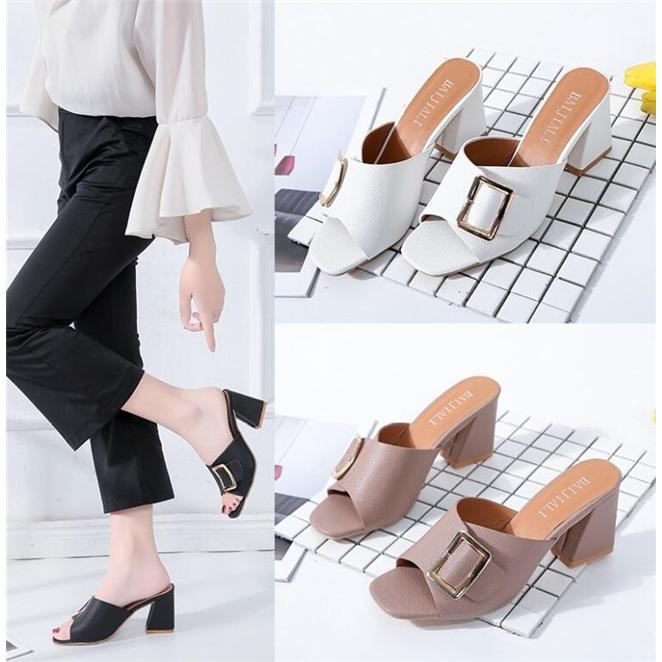 ミュール サンダル レディース ミュールサンダル 太ヒール 美脚 ハイヒール 歩きやすい 夏 シューズ 痛くない One Deux 通販 Yahoo ショッピング