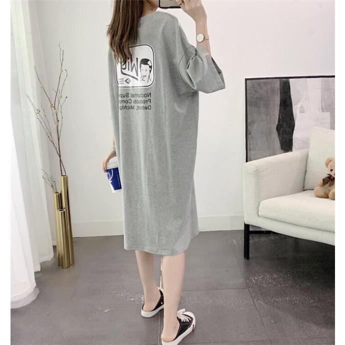 ワンピース ロングワンピース ワンピ きれいめ 半袖 Tシャツ チュニック ロング丈 おしゃれ 着痩せ 体型カバー カットソー 部屋着 レディース 2020|s-seed|03