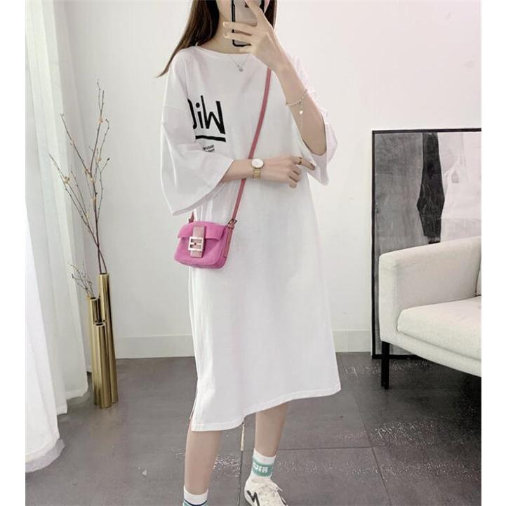 ワンピース ロングワンピース ワンピ きれいめ 半袖 Tシャツ チュニック ロング丈 おしゃれ 着痩せ 体型カバー カットソー 部屋着 レディース 2020|s-seed|07