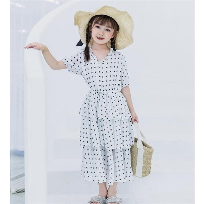 ワンピース キッズ 女の子 洋服 マキシワンピース ロングワンピース ガールズ 子供服 半袖 フレアワンピース 夏 カジュアル 水玉柄 ジュニア One Deux 通販 Yahoo ショッピング