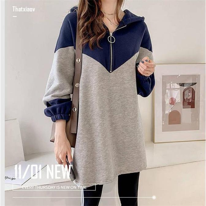 パーカー レディース トレーナー フード付き 切替 トップス ゆる 体型カバー トレンド