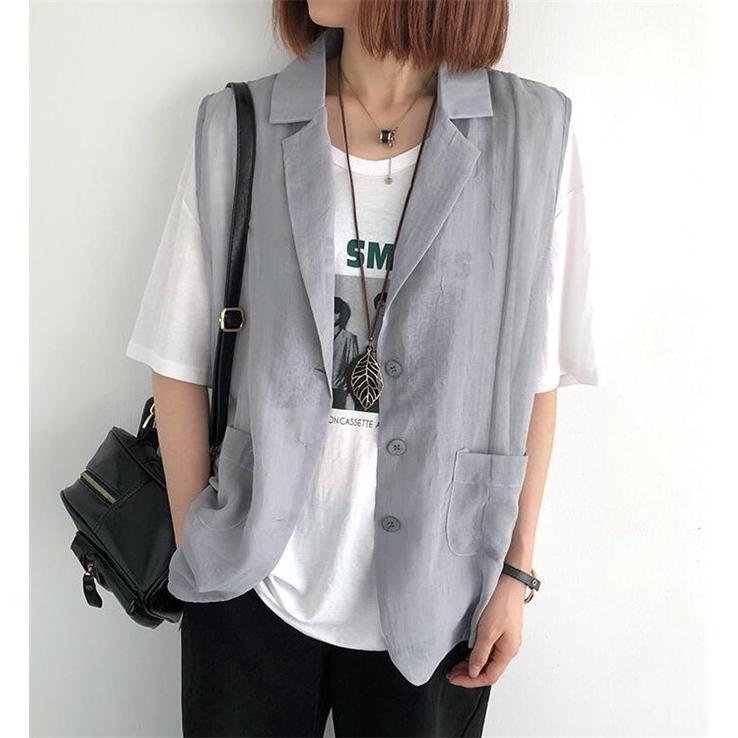ベスト レディース 綿麻 薄手 サマーベスト サマージャケット 綿麻ベスト 夏 One Deux 通販 Yahoo ショッピング