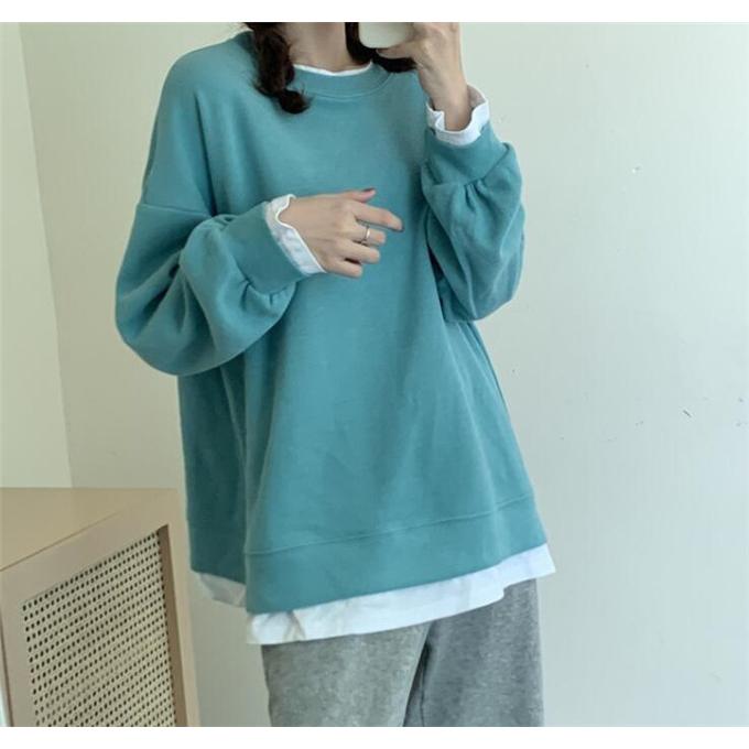 パーカー レディース 長袖 Tシャツ 重ね着 切替 トレーナー トップス 秋物 ゆる 体型カバー カジュアル One036 Deux 通販 Yahoo ショッピング