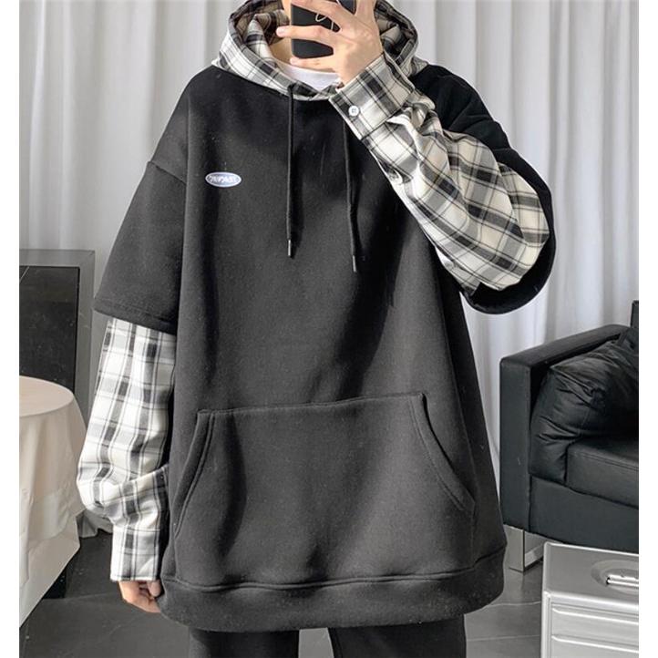 パーカー メンズ ジップアップ トレーナー チェック柄 フード カジュアル 重ね着風 切替 プルオーバー 秋 春 One Deux 通販 Yahoo ショッピング