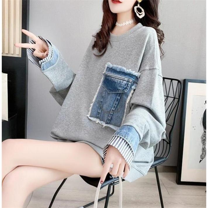 パーカー レディース デニム 長袖 スウェット 切替 トレーナー 春服 ゆる 体型カバー カジュアル One Deux 通販 Yahoo ショッピング