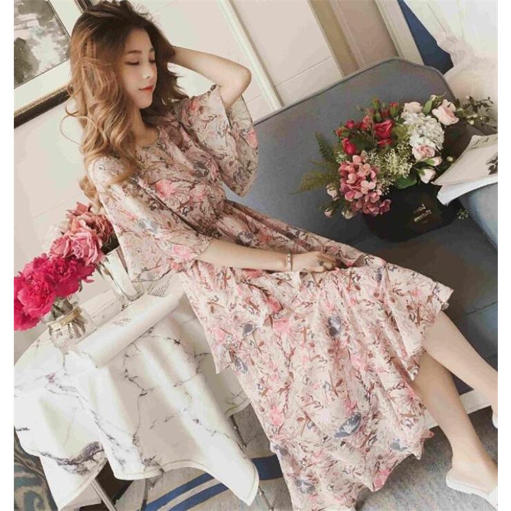 花柄ワンピース シフォン レディース 半袖 フリル マキシワンピース きれいめ ロングワンピース ゆる 夏 セール