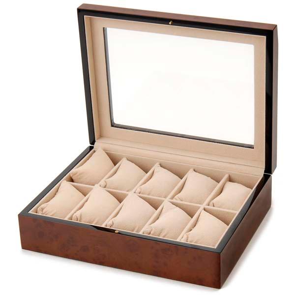 ボーナスストア5%OFF 木製時計収納ケース 10本用 時計ディスプレイ