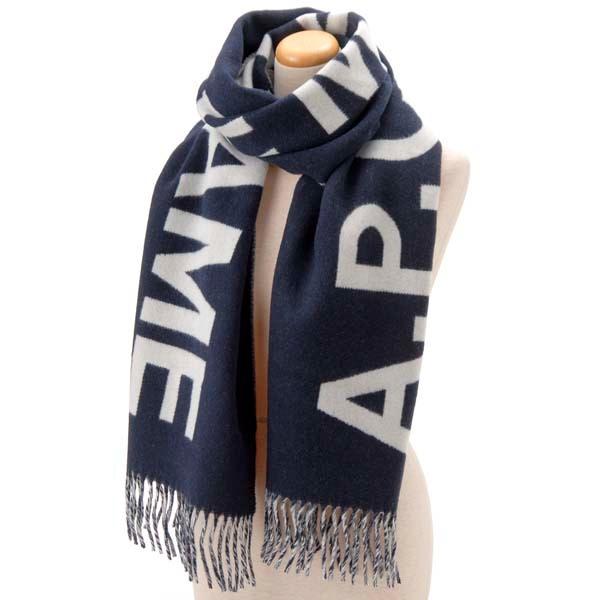 A.P.C. アーペーセー マフラー 大判ストール ネイビー A.P.C. アーペーセー マフラー 大判ストール ネイビー