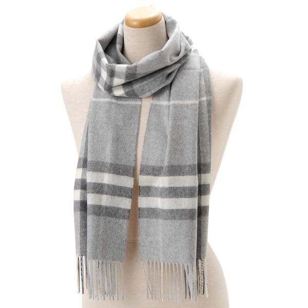 新品 BURBERRY カシミアマフラー グレーチェック BURBERRY バーバリー マフラー メンズ レディース カシミア