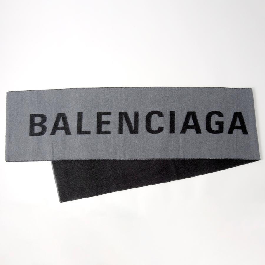 BALENCIAGA バレンシアガ マフラー ウール100% グレー ロゴ BALENCIAGA バレンシアガ マフラー ウール100% グレー ロゴ