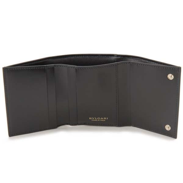 超美品 BVLGARI ブルガリ コンパクト財布 レザー三つ折り財布 黒 本物 BVLGARI - BVLGARI 三つ折り財布 ブルガリブルガリ レザー