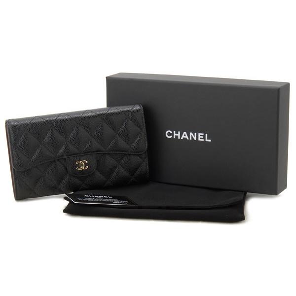 シャネル 長財布 A31506 Y01864 C3906 CHANEL マトラッセ キャビアスキン ブラック