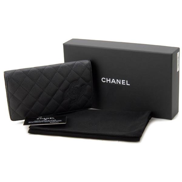 CHANEL 紺キルティング レザー長財布 CHANEL シャネル 長財布 ラウンドファスナー レディース