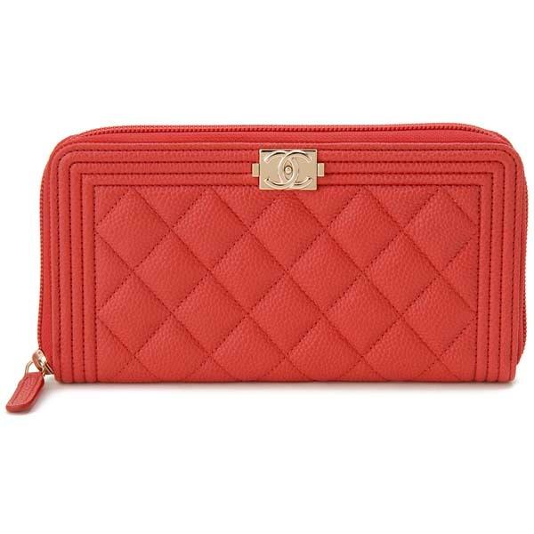 CHANEL（シャネル） ラウンドファスナー長財布 レッド A80288 B01694