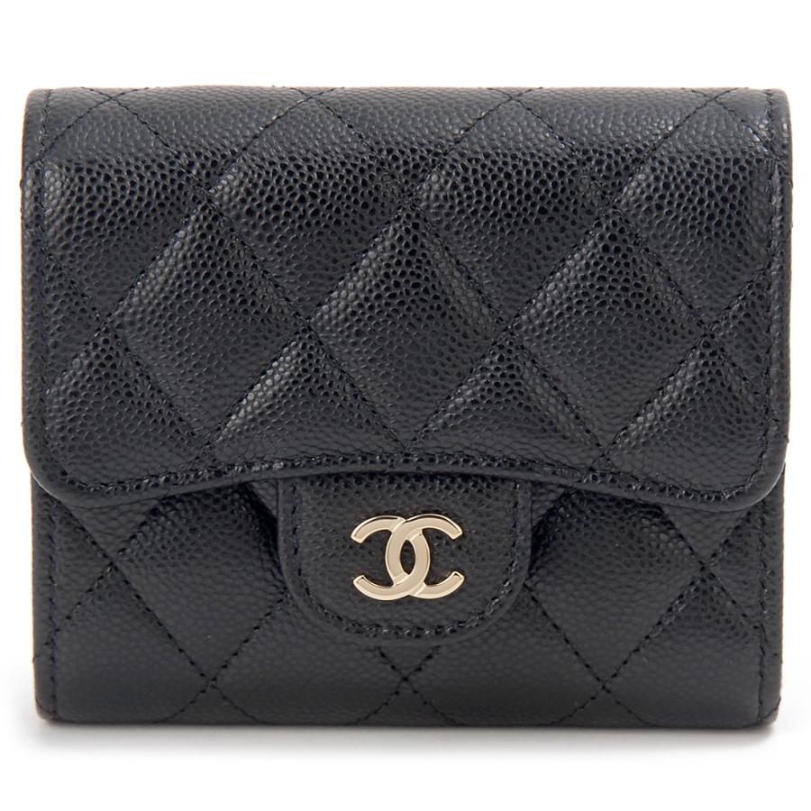 CHANELマトラッセ 三つ折り長財布 CHANEL シャネル 三つ折り財布 レディース ブラック AP0229