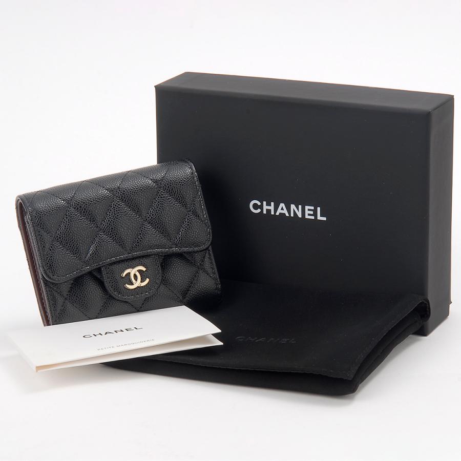 CHANEL シャネル 三つ折り財布 レディース ブラック AP0229