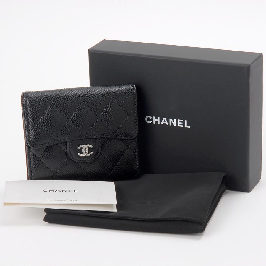 CHANEL シャネル 三つ折り財布 レディース AP0231 Y01588 C3906 スモールウォレット キャビアスキンの画像