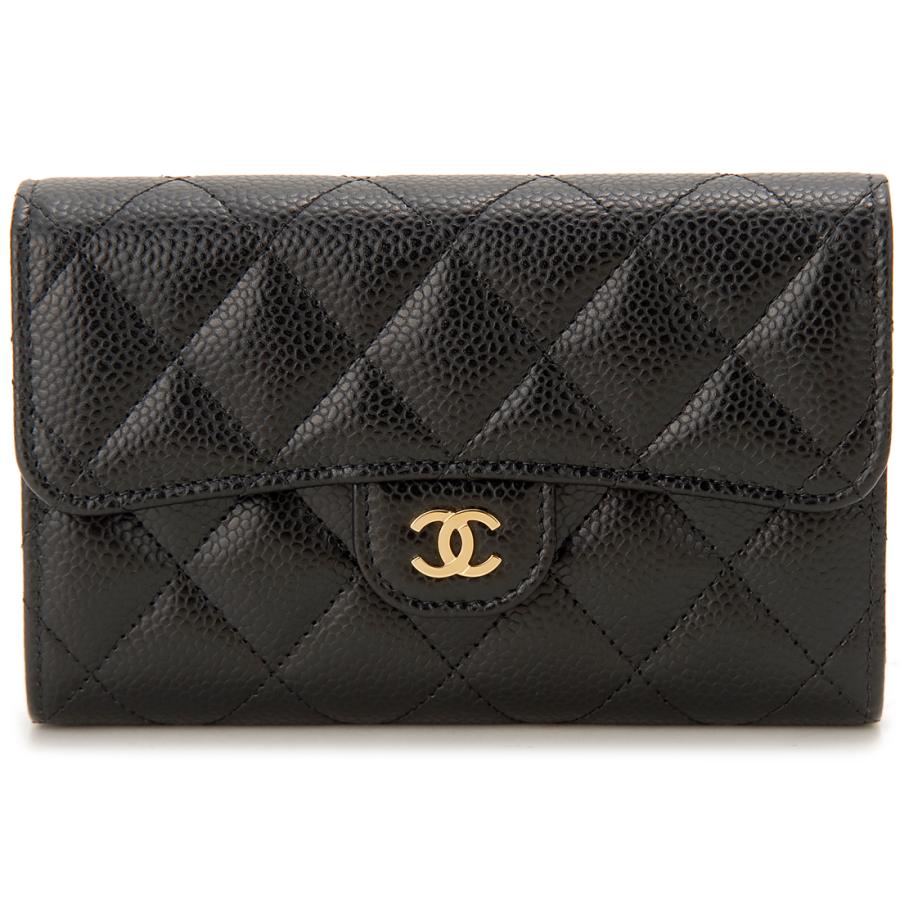 む*ん様 CHANEL ブラック 三つ折り財布　ウォレット AP0232 CHANEL（シャネル） 三つ折り財布 ブラック AP0232 Y01864 C3906