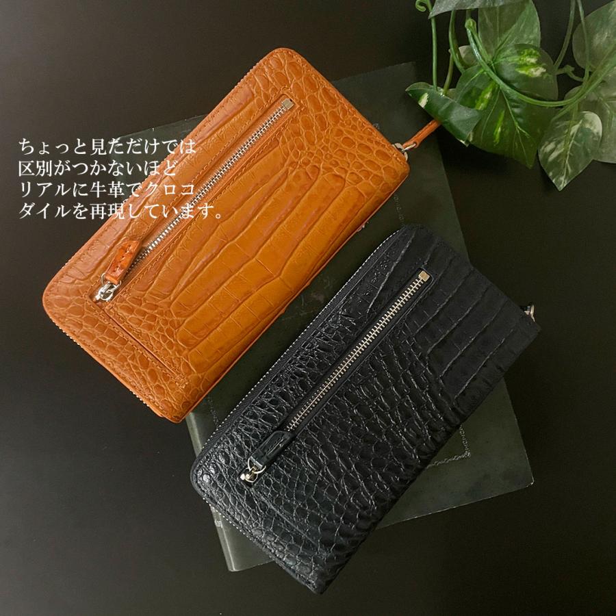 ワニ革 長財布 カイマンワニ×牛革型押し 本革 財布 ロダニア ワニ革 長財布 カイマンワニ×牛革型押し 本革 財布 ロダニア