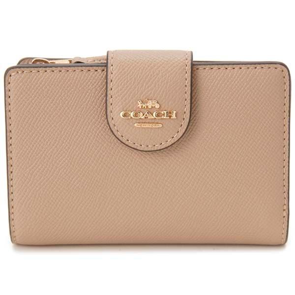 レディース コーチ ベージュ レザーウォレット Coach S Select 二つ折り財布 Imtau 財布 帽子 ファッション小物 Coach コーチ Coc6390imtau 財布 Coc6390