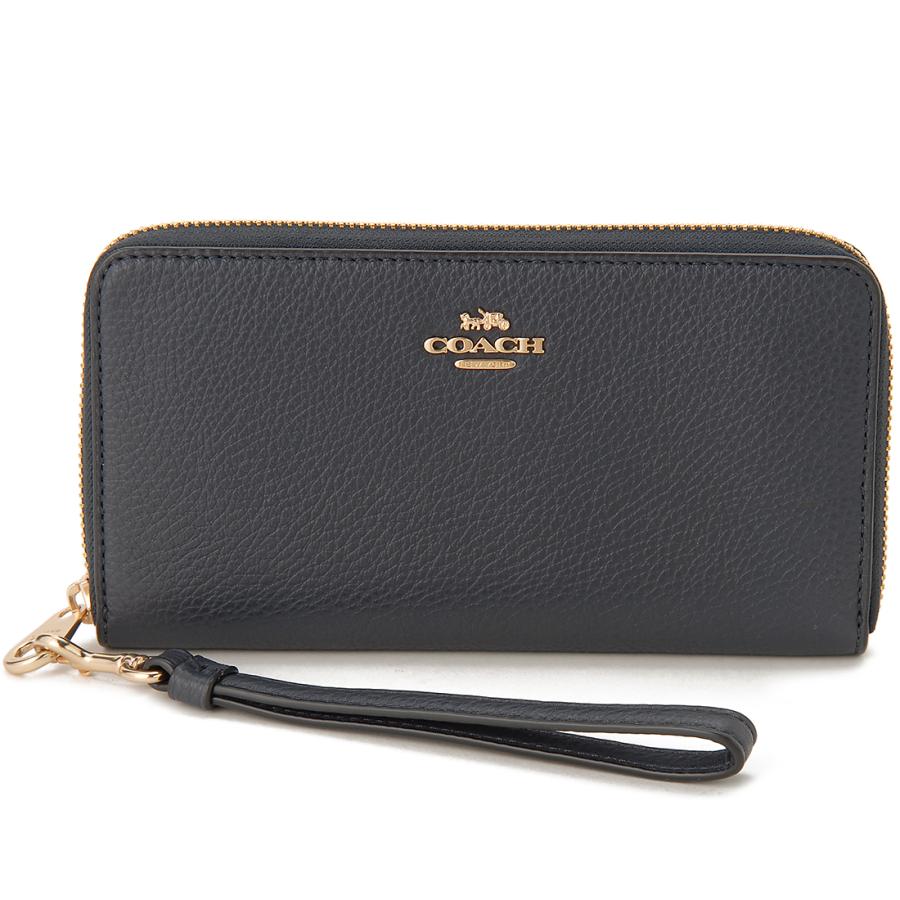 COACH（コーチ） 長財布 ネイビー C4451IMMID PEBBLE LEATHER ぺ
