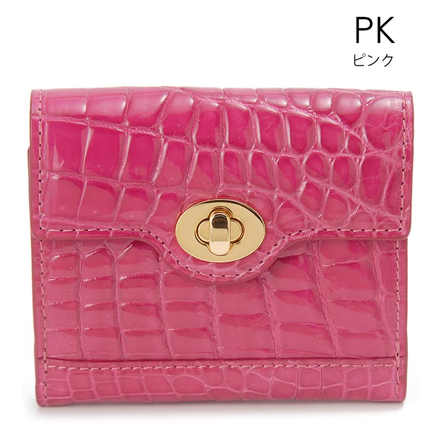 シャイニングクロコダイル 三つ折り財布 コンパクト財布 ワニ革 金運