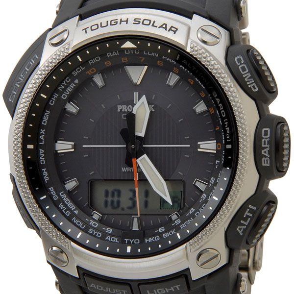 カシオ CASIO PRO TREK プロトレック PRG-505T-7DR ソーラー アナデジ 海外モデル トリプルセンサー ブラック メンズ 腕時計 ブランド
