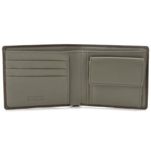 DIESEL ブラウンレザー 二つ折り財布 DIESEL ディーゼル 二つ折り財布 X03363 P1075 H6184 ダーク