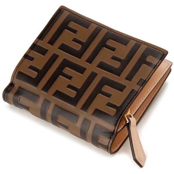 FENDI（フェンディ） 折財布 二つ折り財布 レディース ブラウン×ピンク