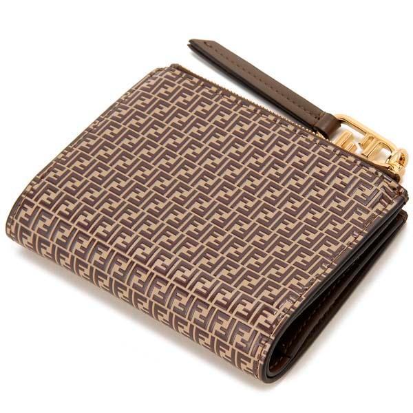 FENDI ブラウンレザー 二つ折り財布 FENDI（フェンディ） 二つ折り財布 レディース アミド 8M0447 AHM1