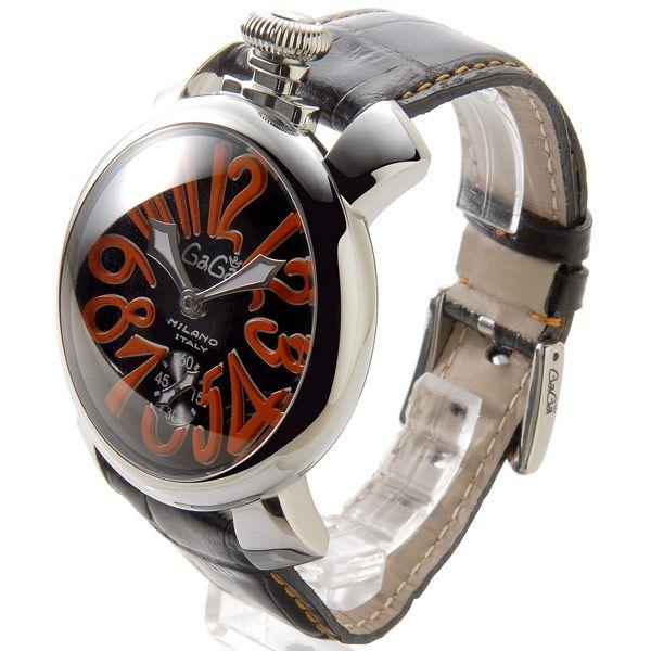 ガガミラノ Gaga Milano 5010.11S マヌアーレ 48mm ブラック/オレンジ  