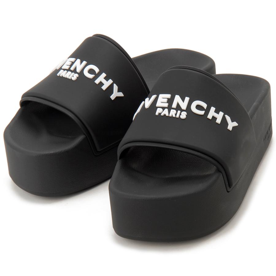 【関税込】☆GIVENCHY☆ ラバー フラットサンダル ブラック 関税負担なし☆GIVENCHY GIVENCHY PARISラバー フラットサンダル