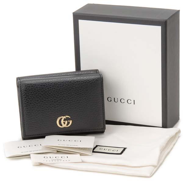 GUCCI グッチ  GGマーモント コンパクトウォレット  474746 CAO0G 1000  ブラック  レディース 三つ折り財布 グッチ GG マーモント レザー 三つ折りウォレット 