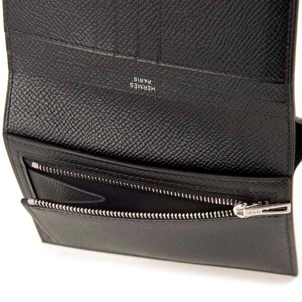 エルメス 二つ折り財布 Hパッサン コンパクト HERMES 財布 黒 エルメス HERMES ニューパッサン ニューHパッサン 財布 二つ折り財布