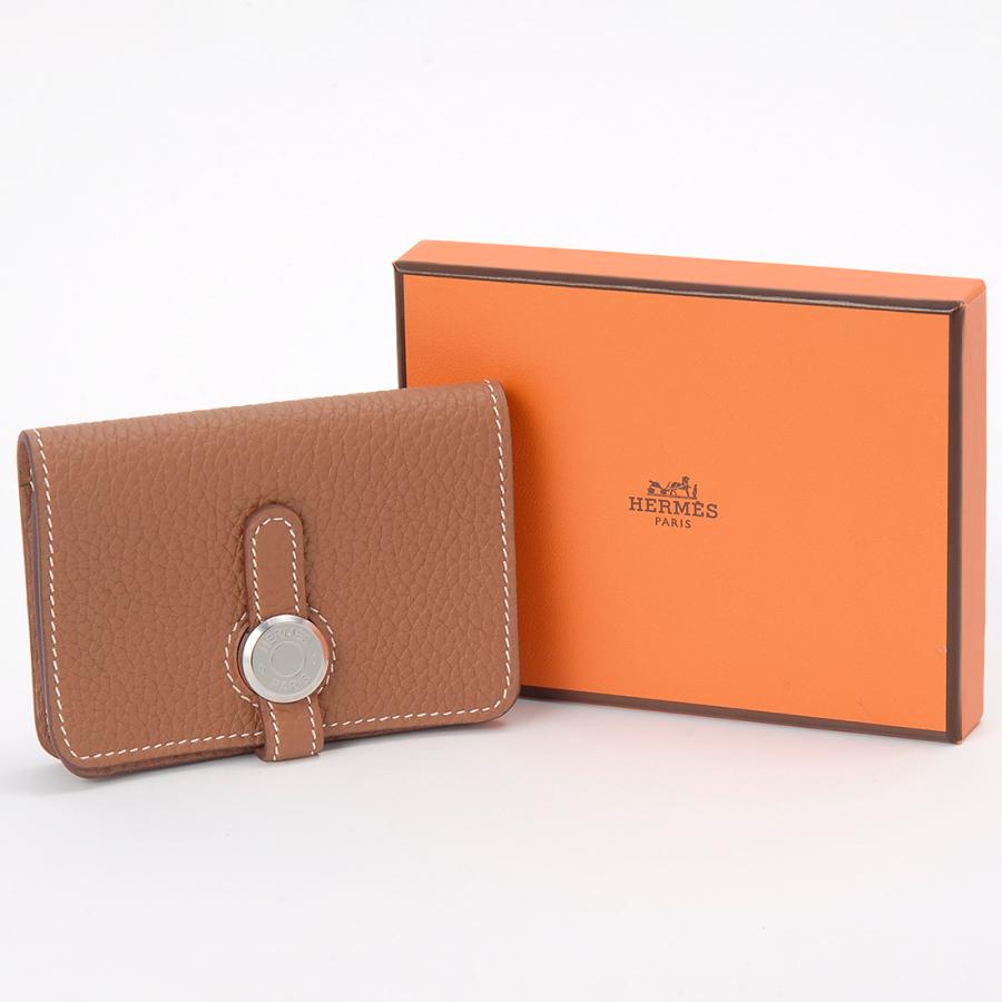 ⭐︎HERMES⭐︎ ドゴン　カードケース　ゴールド　ブラウン　名刺入れ　□L HERMES（エルメス） 名刺入れ カードケース ゴールド H044083 CK37