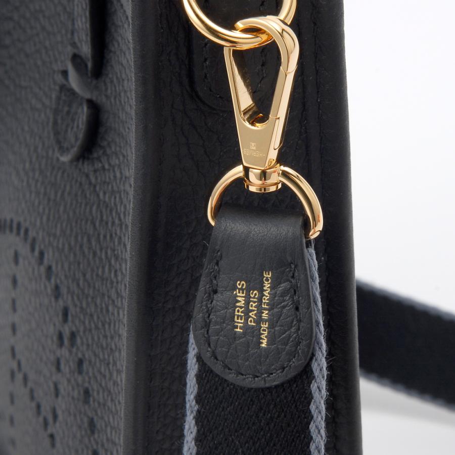 HERMES ブラック　レザーショルダーバッグ　エブリン　エルメス HERMES エルメス エブリンIII PM ショルダーバッグ レザー ブラック