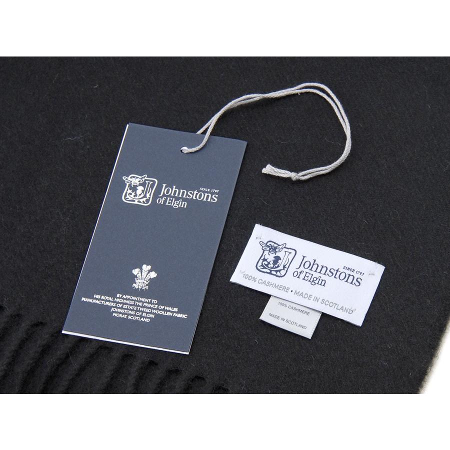 [良品]Johnstons カシミヤ 大判 マフラー　ブラック Johnstons of Elgin マフラー ストール 「Johnstons」Woven