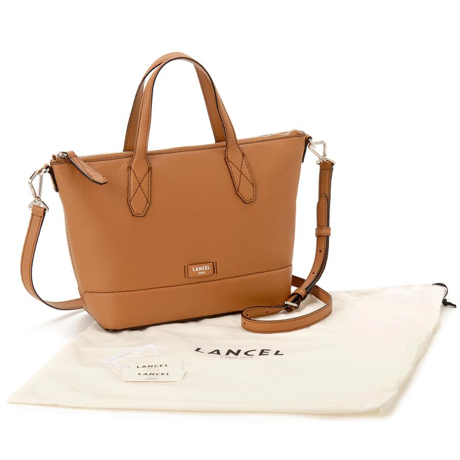 LANCEL グレージュ ピンクベージュ ドローストリングショルダーバッグ 